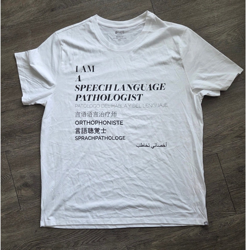 Figs Speech Language Pathologist T-Shirt Mens XXL White Pima Cotton